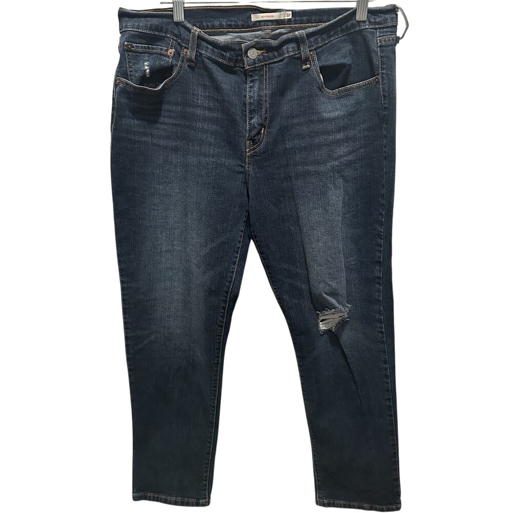 Levis Boyfriend Jeans Womens 32 Dark Wash Relaxed Mid-Rise Denim Classic